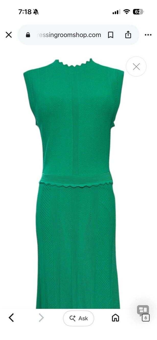 THE KOOPLES Scalloped Rib Knit Maxi Dress Sz M Emerald Green Romantic MSRP $415 - Picture 3 of 15